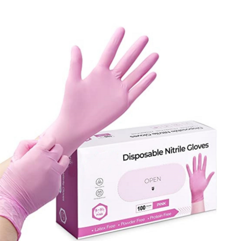 Disposable Gloves Nitrile - Guantes Desechables de Nitrilo Rosa para