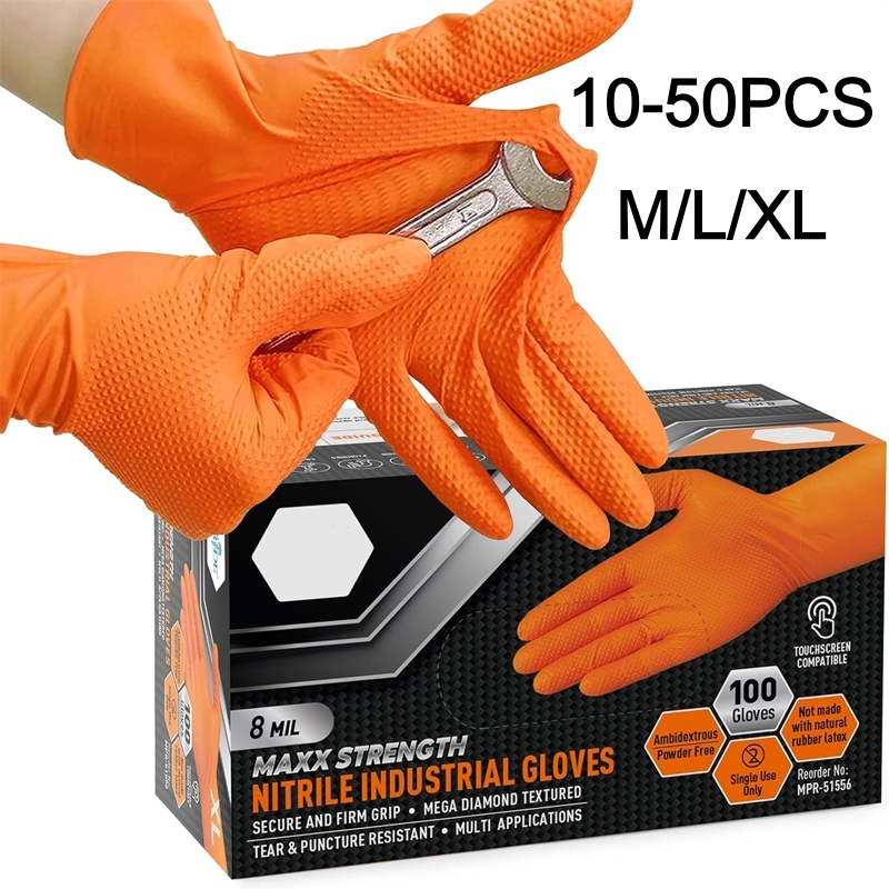 Disposable Gloves Nitrile - Guantes de nitrilo naranja de alta